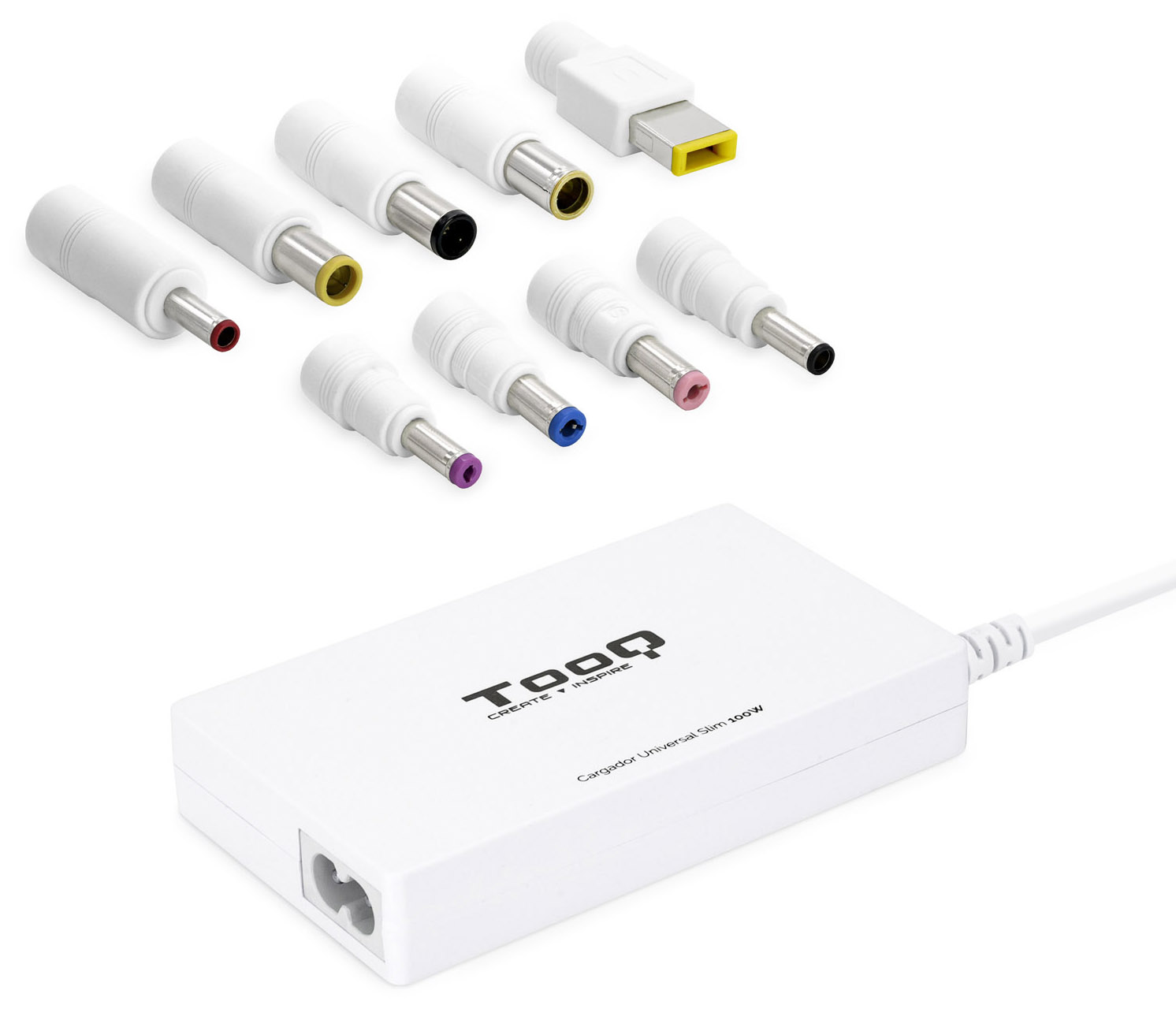 Tooq - Cargador de Portátil Slim Tooq 100W 1x USB 9 Conectores Blanco