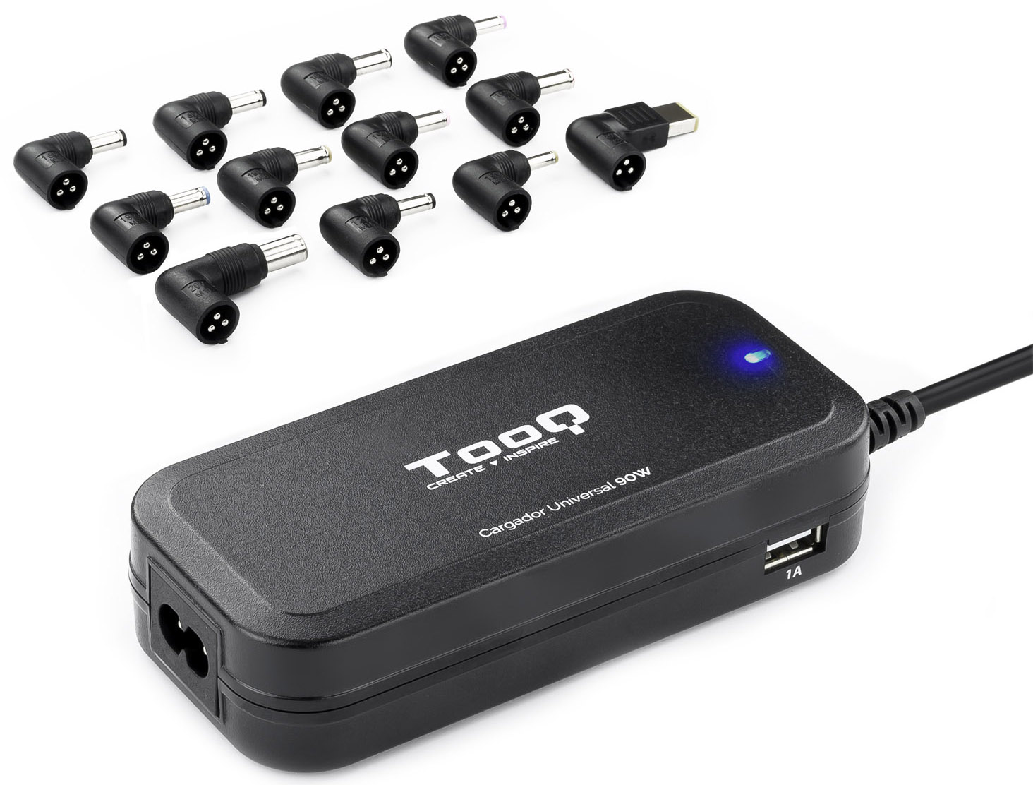 Picture of Picture of Cargador de Portátil Tooq 90W 2x USB 12 Conectores Negro