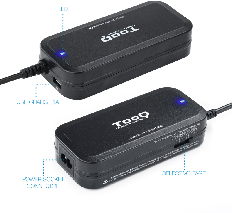 Tooq - Cargador de Portátil Tooq 90W 1x USB Manual