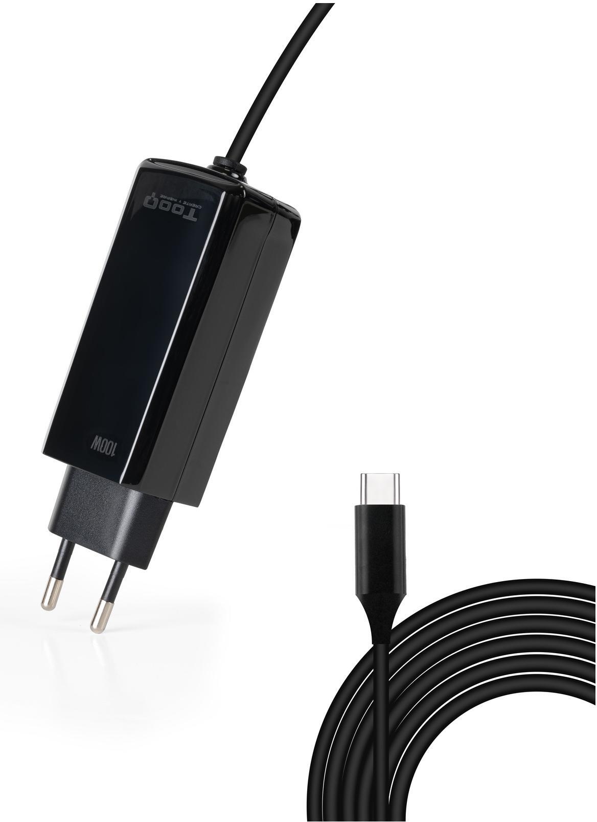Tooq - Cargador de Portátil GaN Tooq USB-C PD 100W Negro