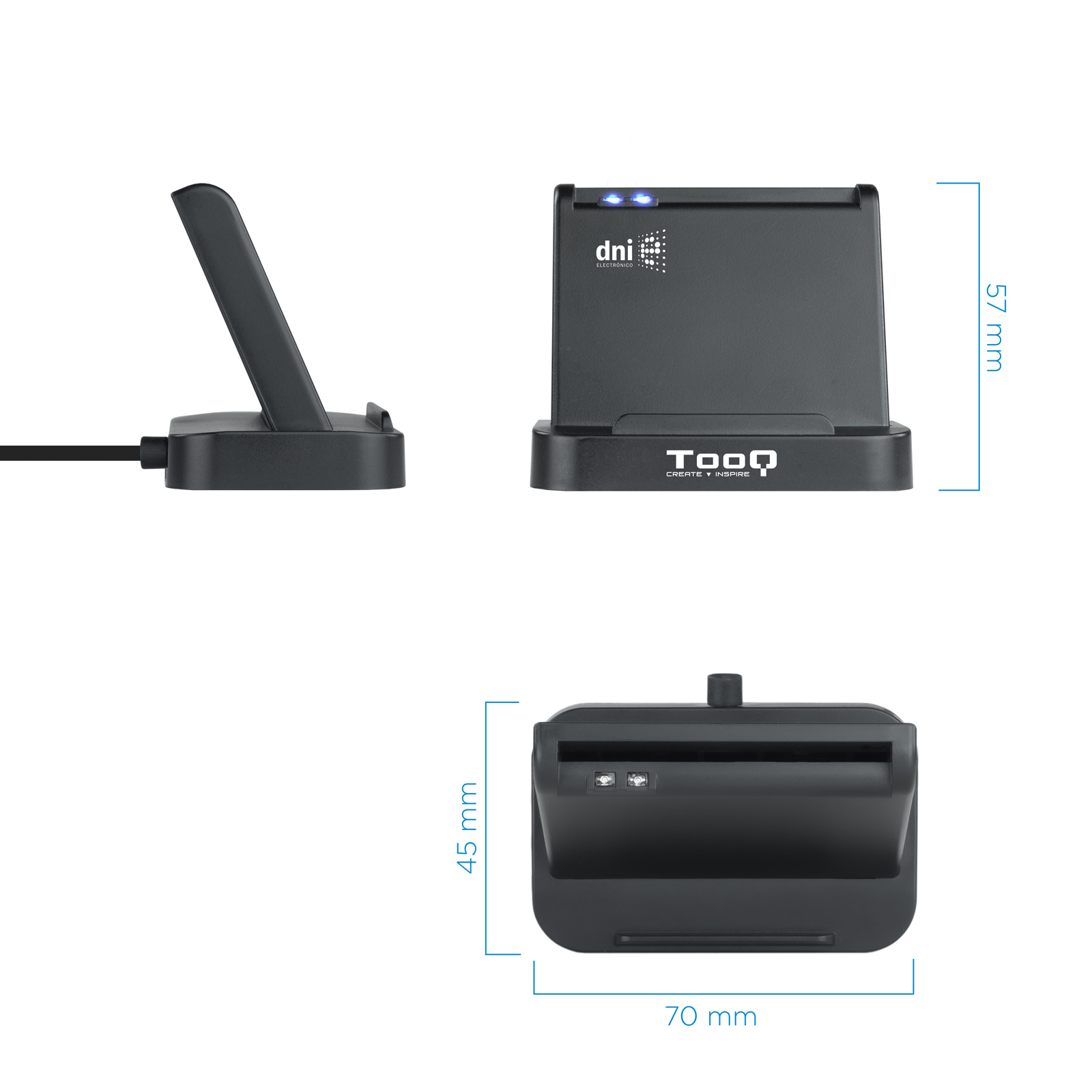 Picture of Picture of Lector de Tarjetas Tooq - DNI 4.0 y Tarjeta Inteligentes USB 2.0 Negro