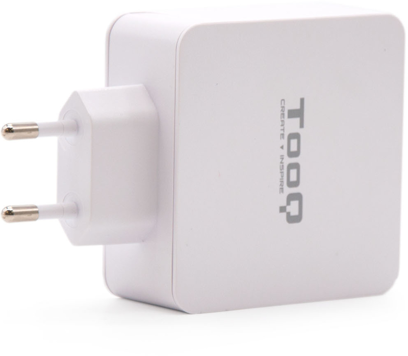 Picture of Picture of Cargador Tooq Duplo USB-C PD + USB-A QC 3.0 48W Blanco