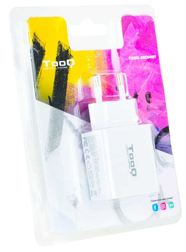 Tooq - Cargador Tooq USB-C QC 3.0 (20W) + USB-A QC 3.0 (18W)