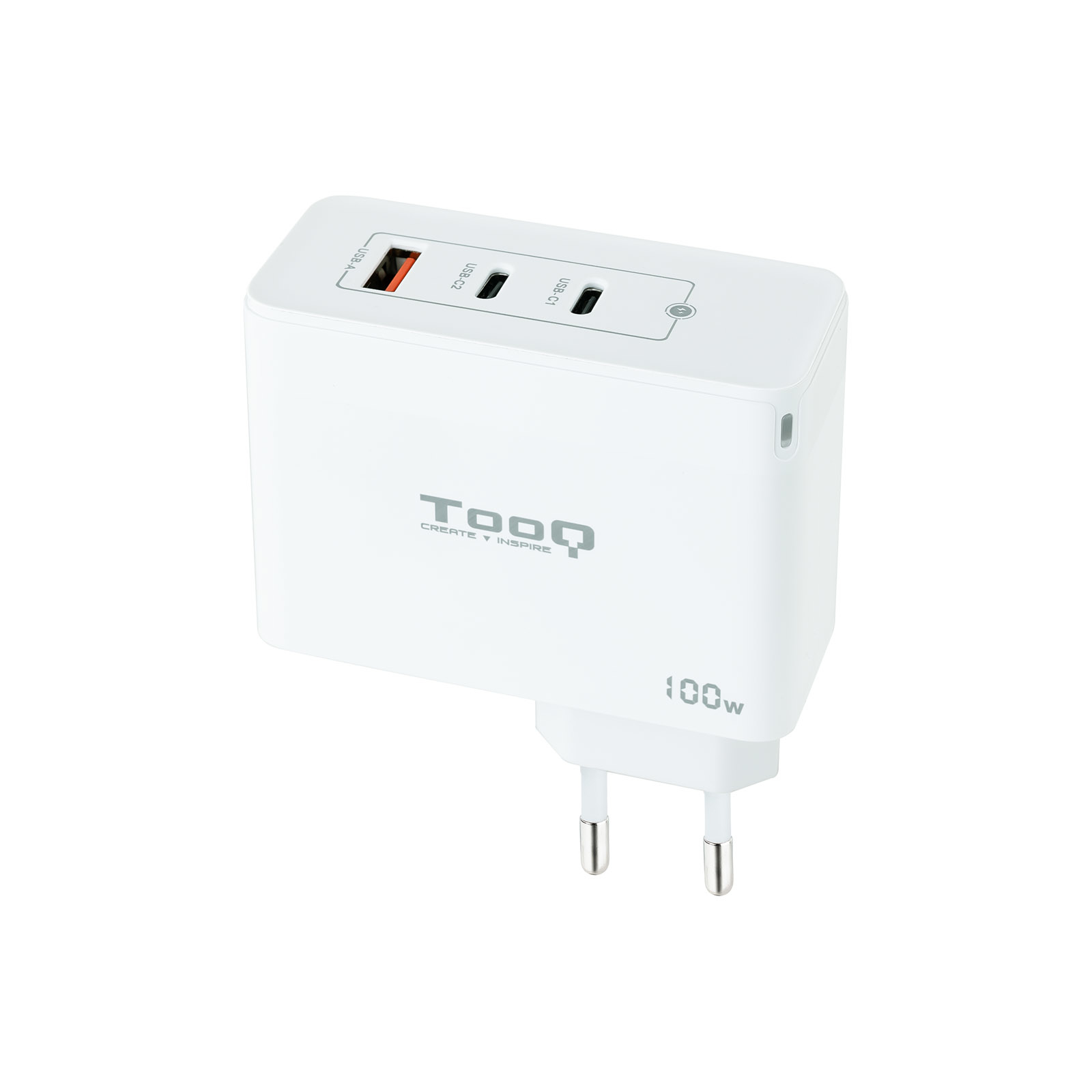 Picture of Picture of Cargador GaN Tooq USB-C/PD + USB-A/QC 100W Blanco