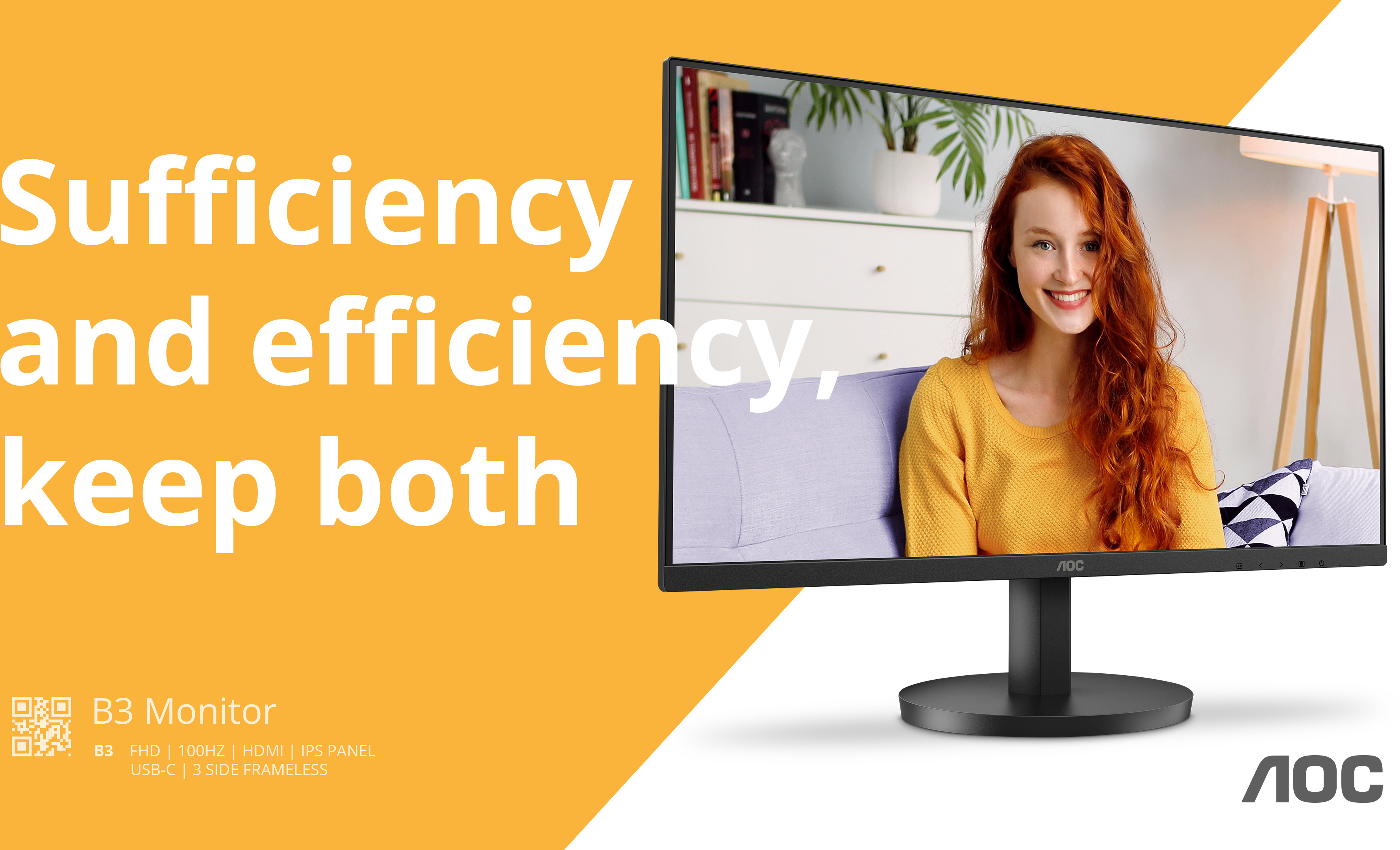 AOC - Monitor AOC 27" U27B3CF IPS 4K 60Hz USB-C (PD65W) Ajuste de altura