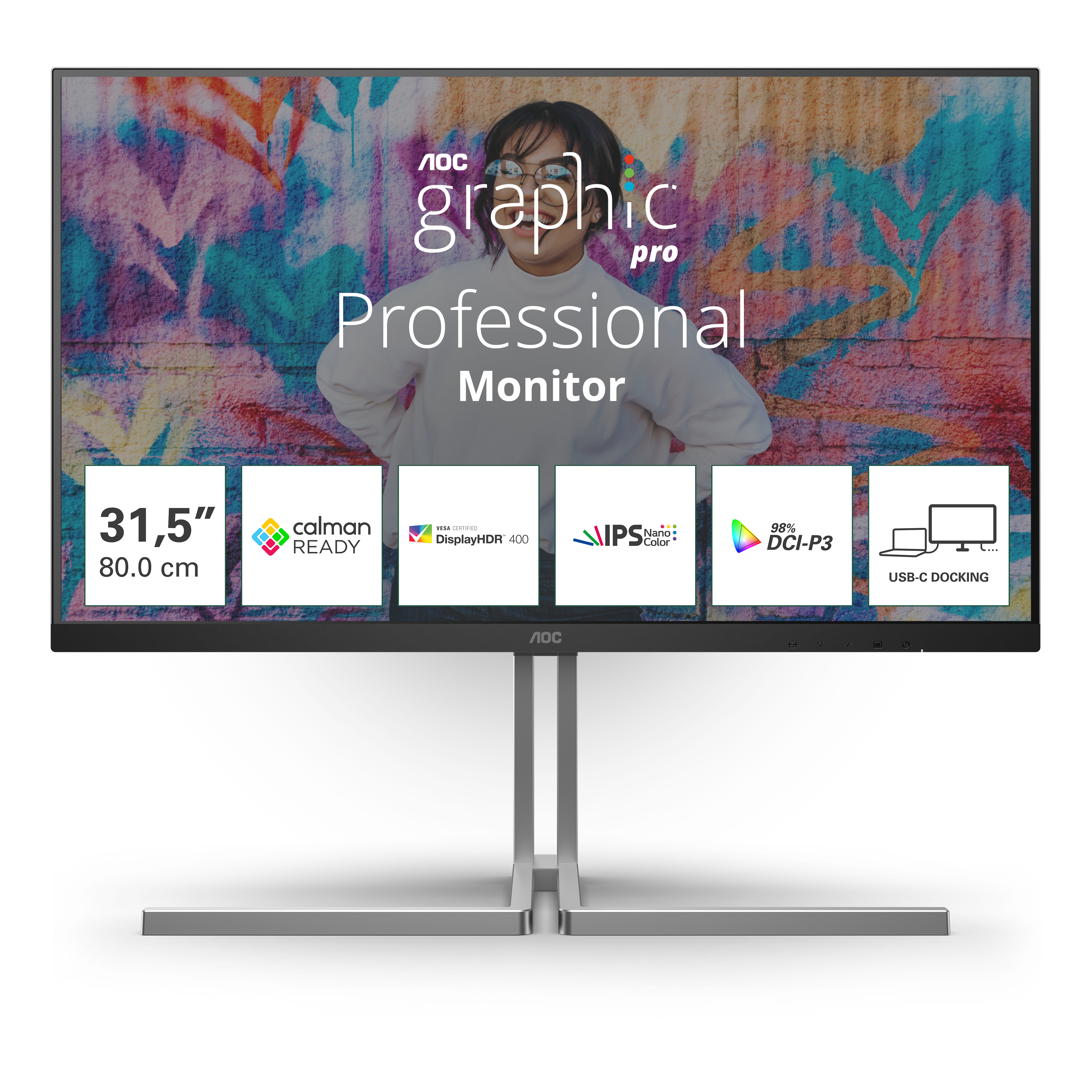 Picture of Picture of Monitor AOC Graphic Pro 32" U32U3CV Nano IPS 4K 60Hz USB-C (PD90W) DisplayHDR 400