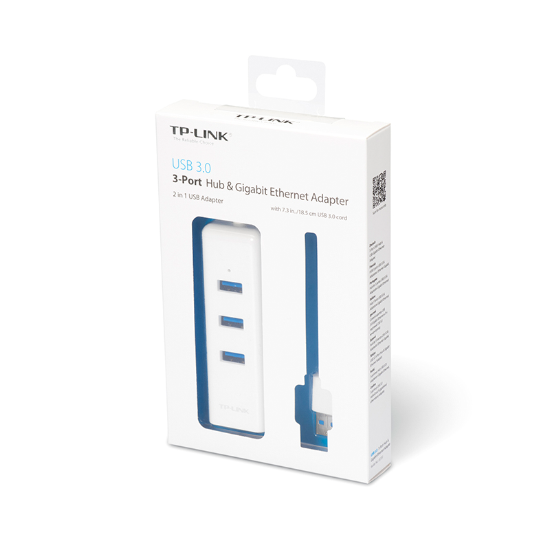 TP-Link - Adaptador USB TP-Link UE330 USB 3.0 para Ethernet Gigabit + 3 Portas USB 3.0