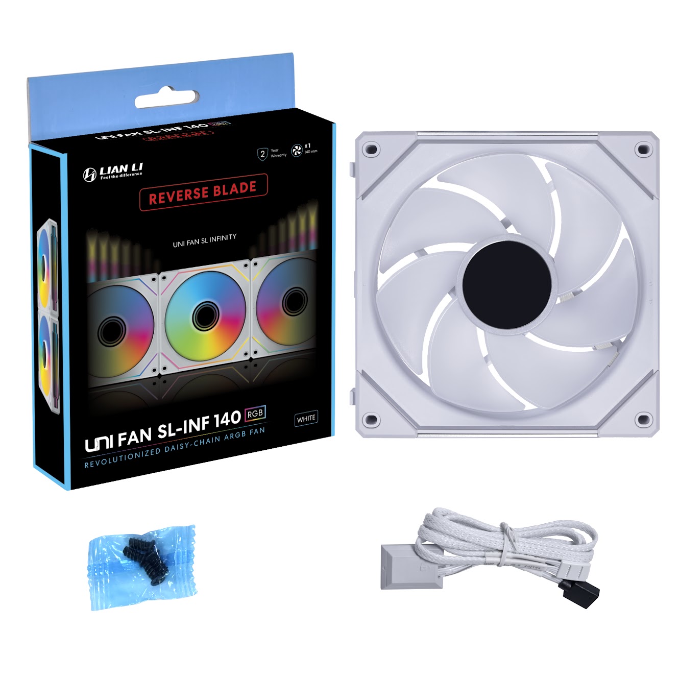 Picture of Picture of Ventilador Lian Li UNI SL-INF 140 ARGB Reverse Blade PWM Blanco 140mm