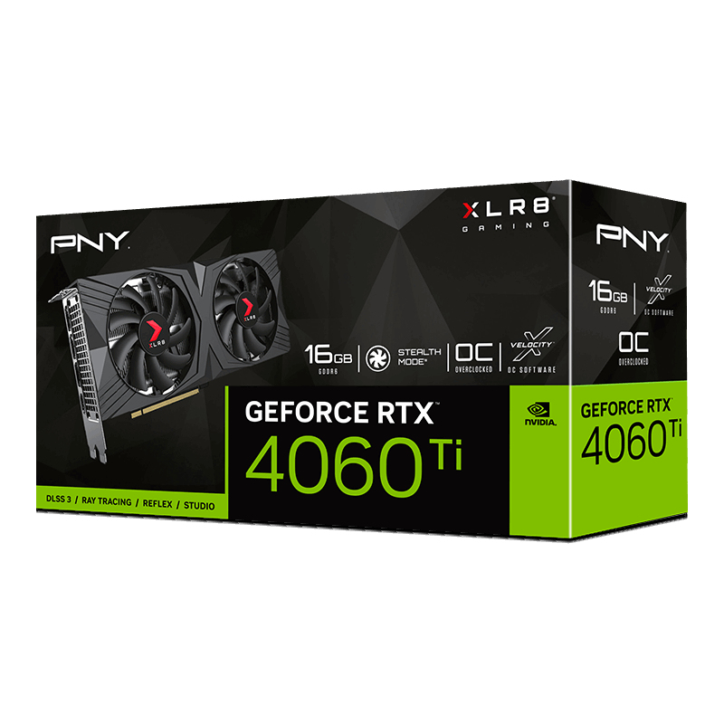 PNY - Tarjeta Gráfica PNY GeForce® RTX 4060 Ti XLR8 VERTO OC Dual Fan 16GB GDDR6 DLSS3