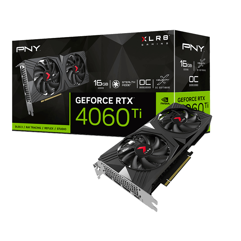 PNY - Tarjeta Gráfica PNY GeForce® RTX 4060 Ti XLR8 VERTO OC Dual Fan 16GB GDDR6 DLSS3