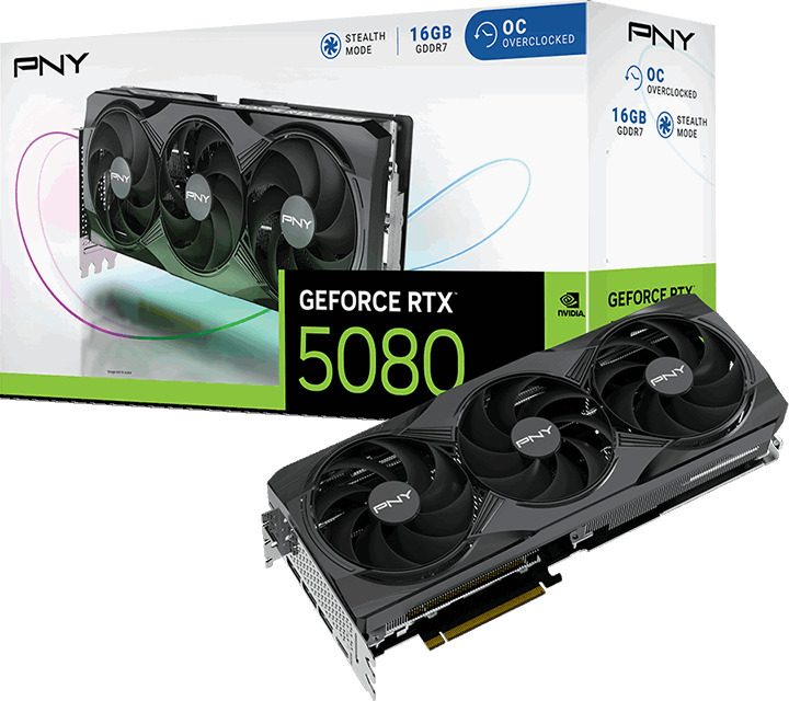 Picture of Picture of Tarjeta Gráfica PNY GeForce® RTX 5080 Gaming Triple Fan OC 16GB GDDR7 DLSS3