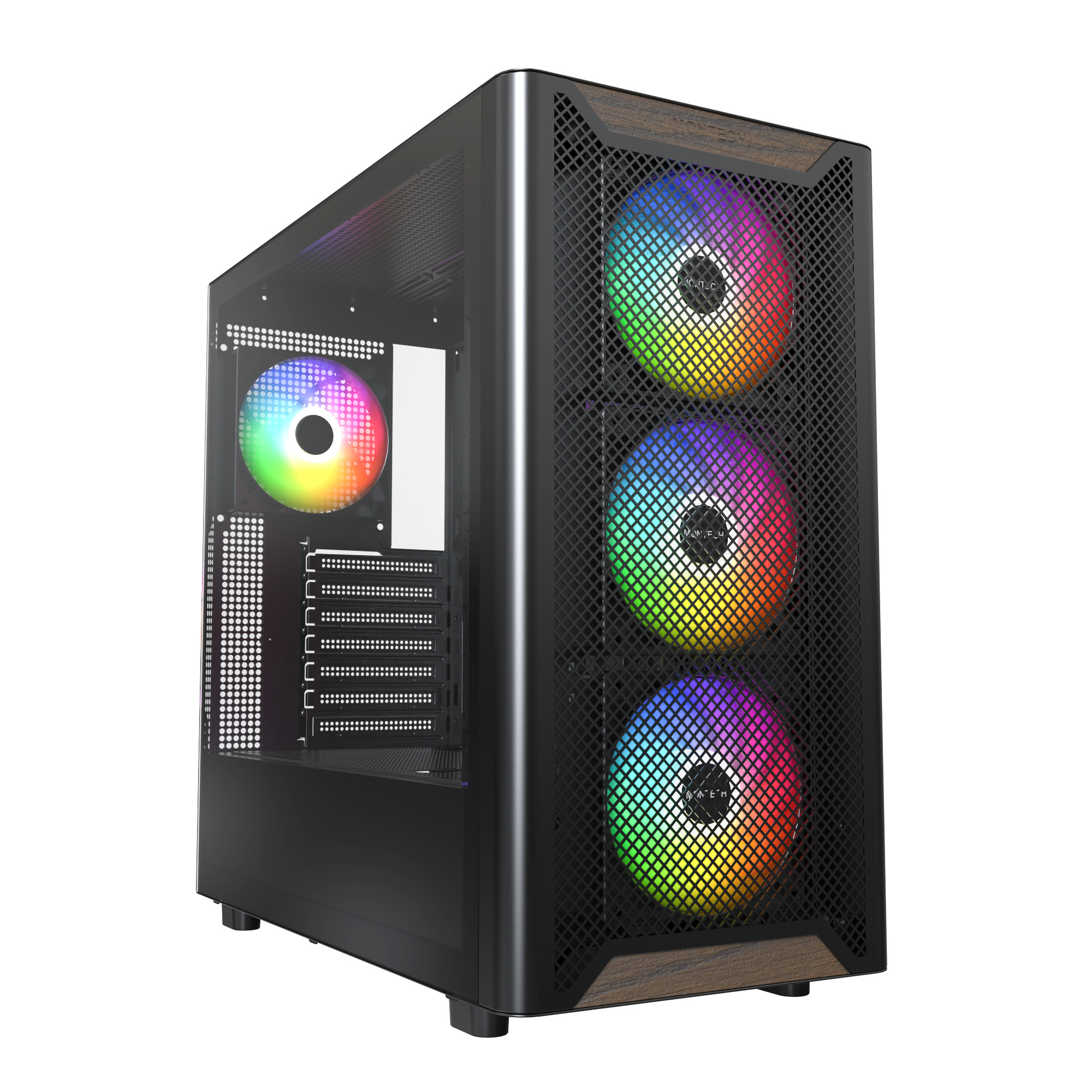 Picture of Picture of Caja ATX Montech XR RGB Vidrio Templado Negro/Madera