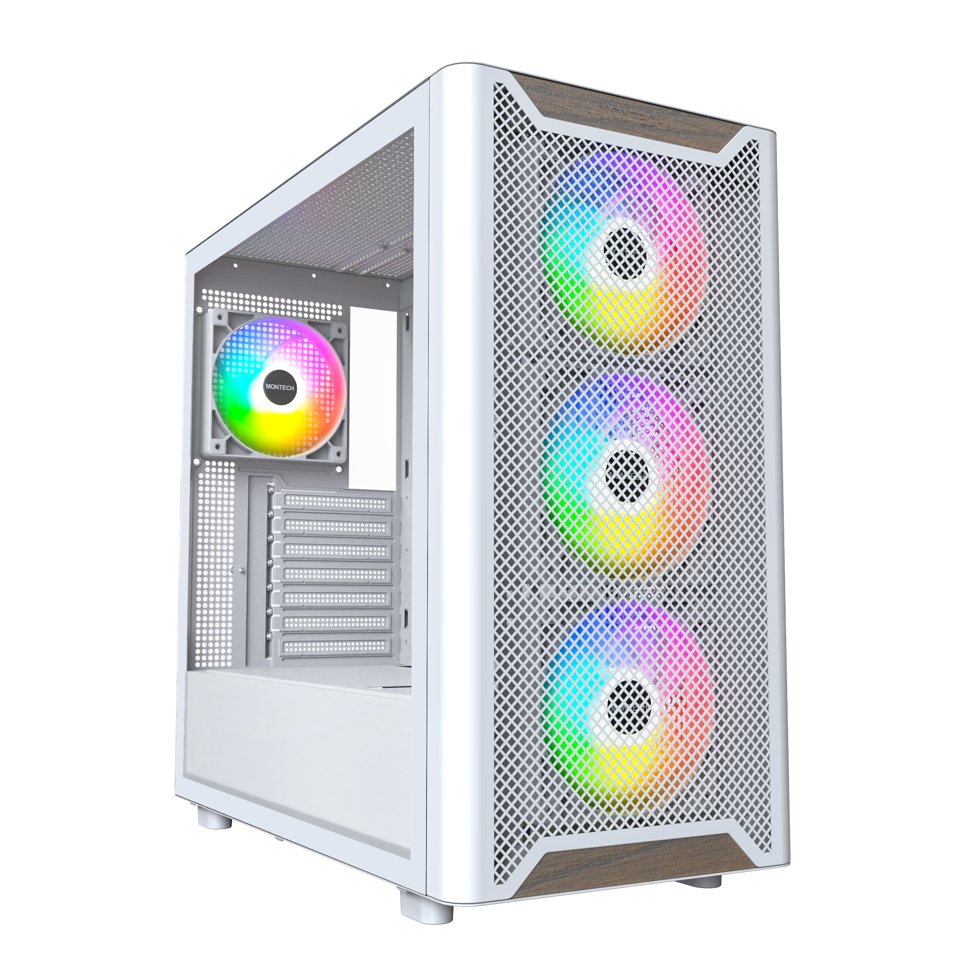 Picture of Picture of Caja ATX Montech XR RGB Vidrio Templado Blanco/Madera