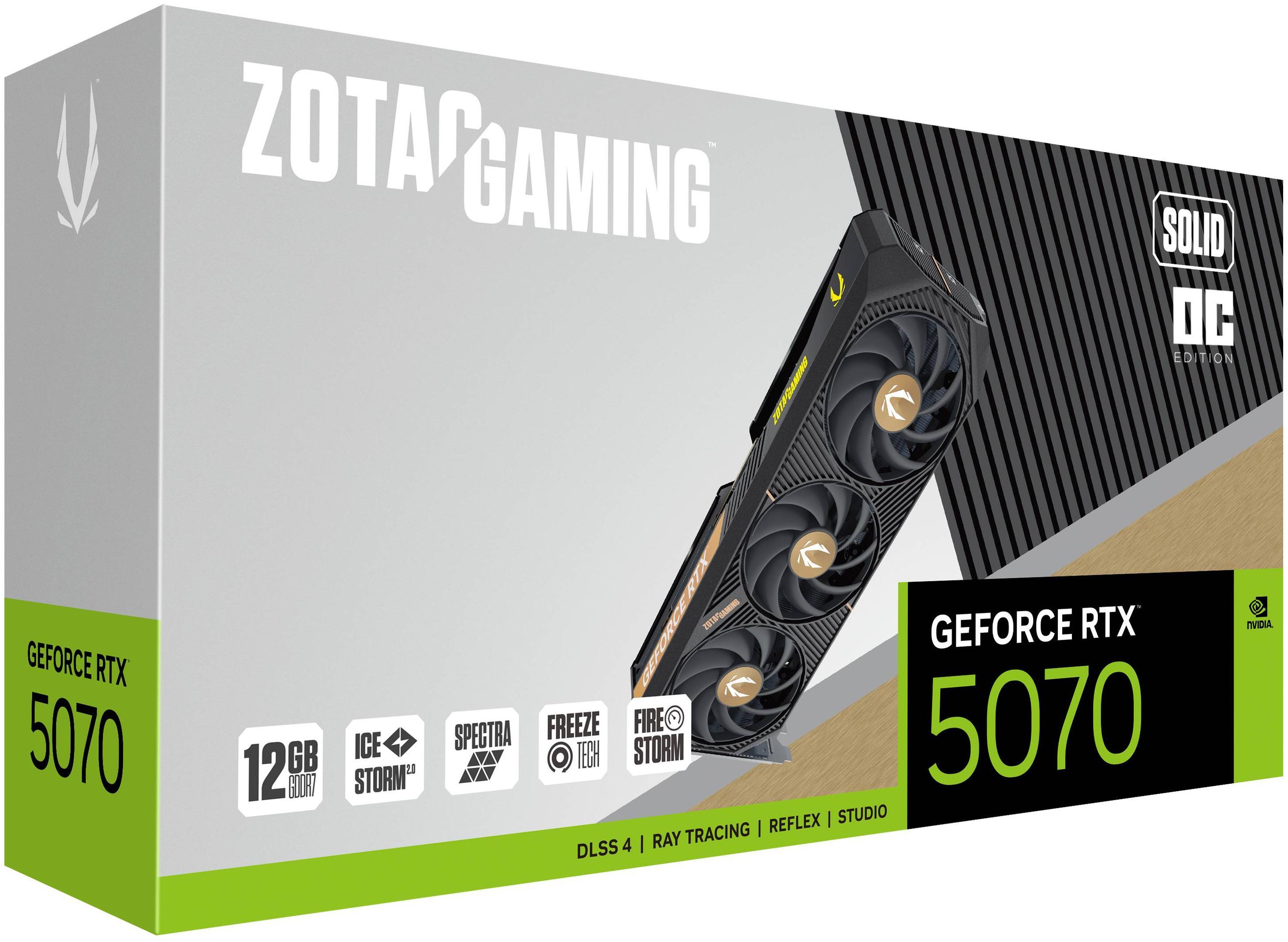 Zotac - Tarjeta Gráfica ZOTAC GeForce® RTX 5070 Solid OC 12GB GDDR7 DLSS4