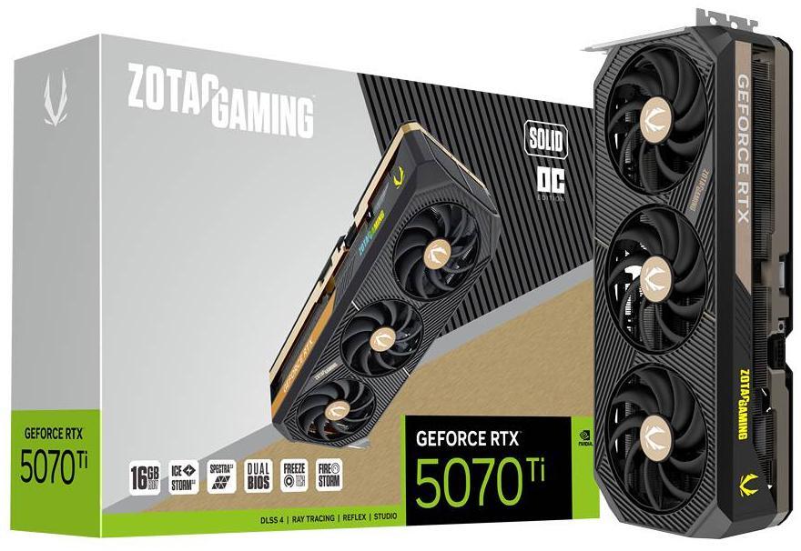 Zotac - Tarjeta Gráfica ZOTAC GeForce® RTX 5070 Ti Solid OC 16GB GDDR7 DLSS4