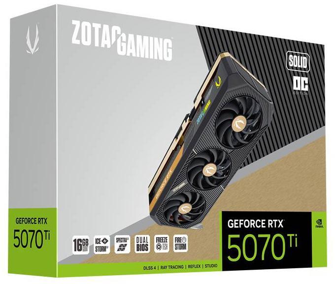 Zotac - Tarjeta Gráfica ZOTAC GeForce® RTX 5070 Ti Solid OC 16GB GDDR7 DLSS4