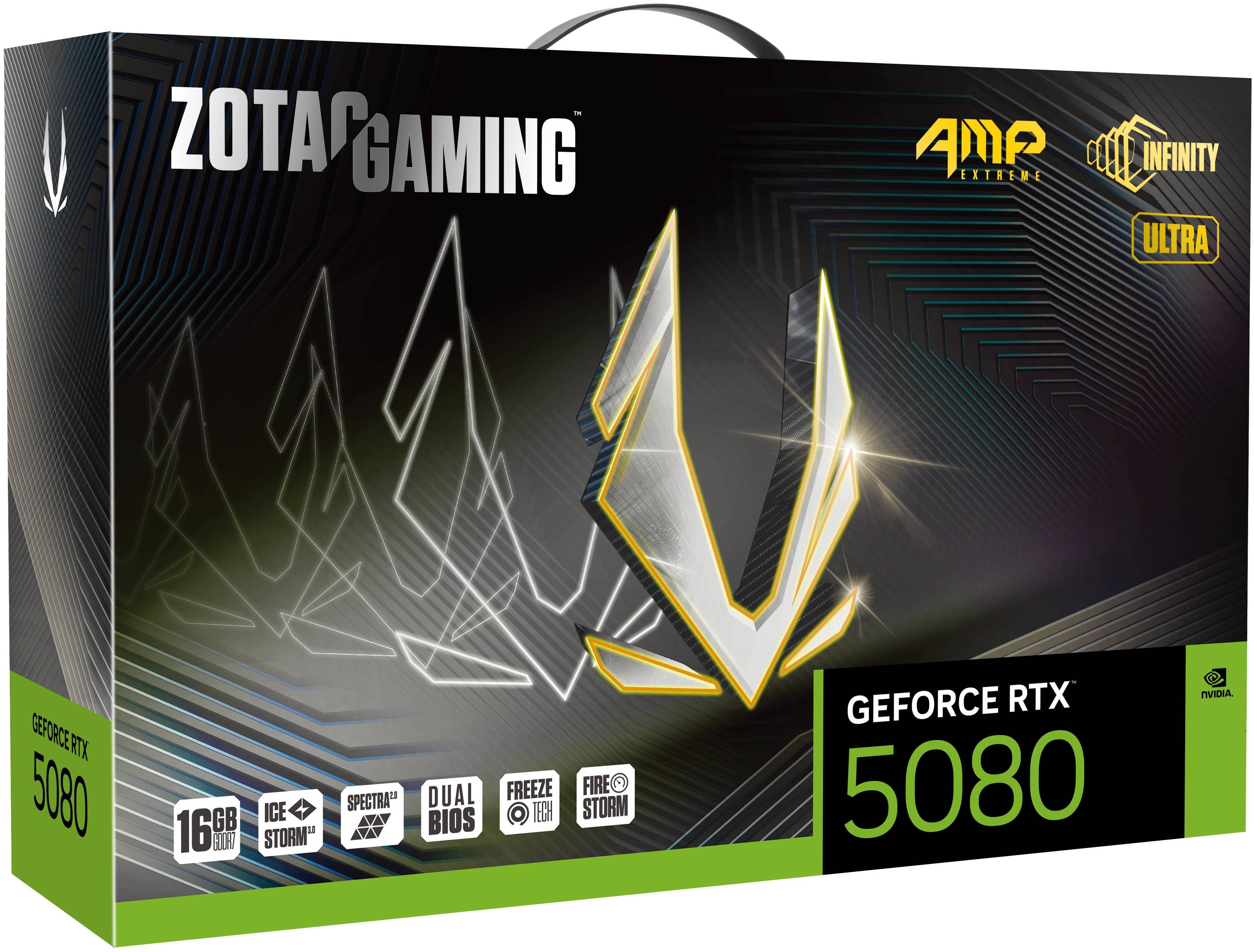 Zotac - Tarjeta Gráfica ZOTAC GeForce® RTX 5080 AMP Extreme Infinity Ultra 16GB GDDR7 DLSS4