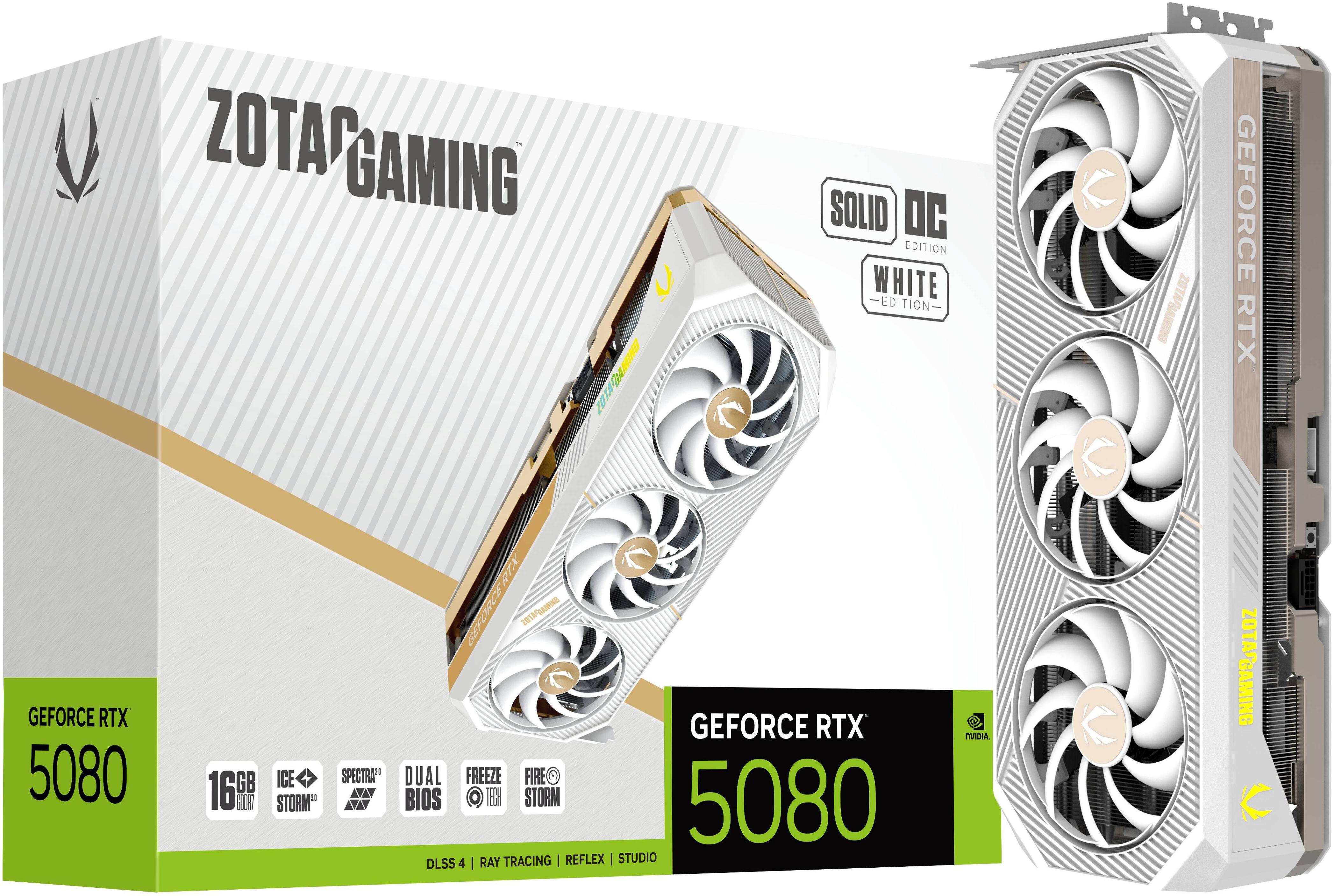 Zotac - Tarjeta Gráfica ZOTAC GeForce® RTX 5080 Solid OC White 16GB GDDR7 DLSS4