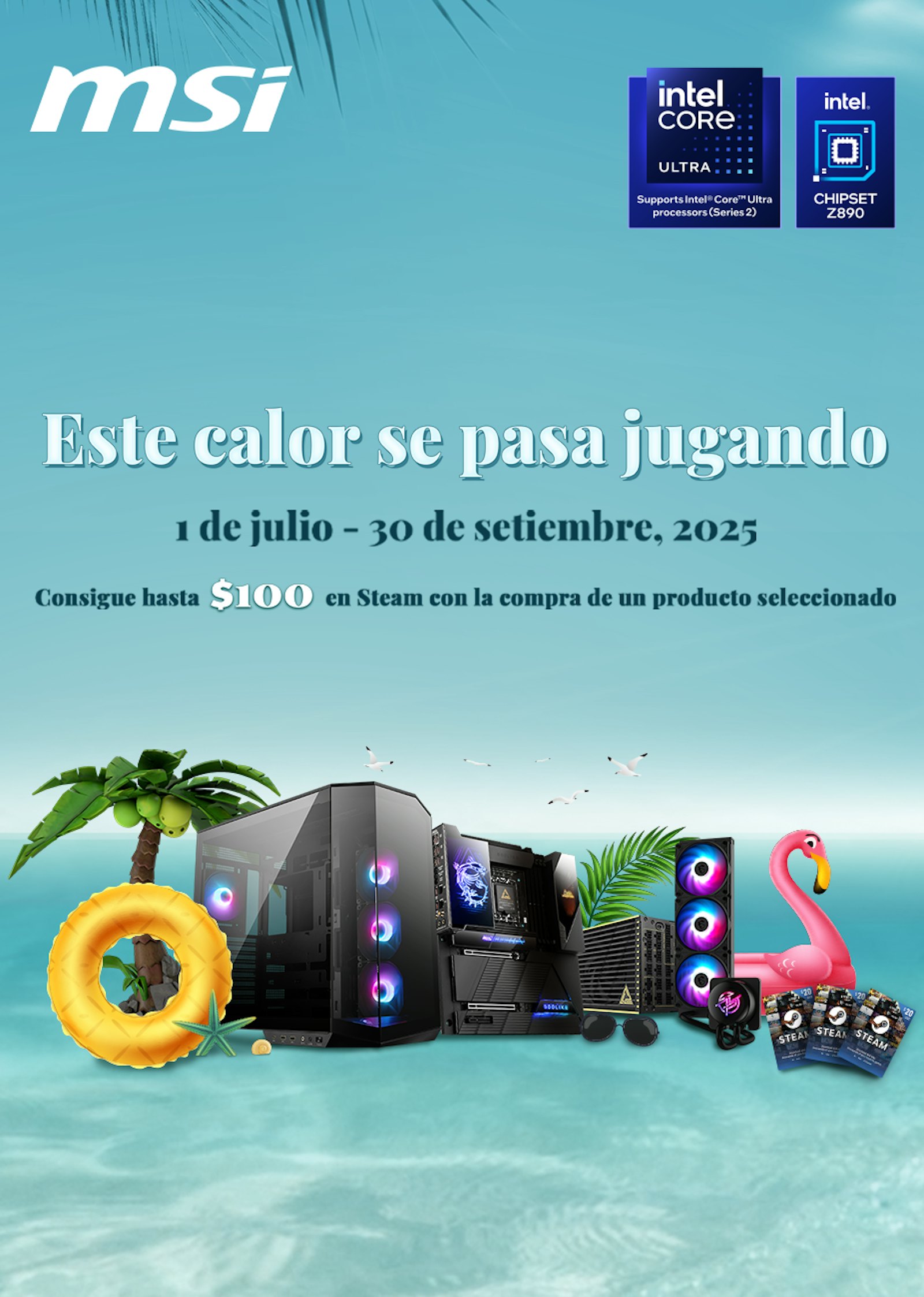Picture of Compra una placa base, refrigeración líquida, fuente de alimentación o caja de PC que cumplan los requisitos y consigue un código de Steam.