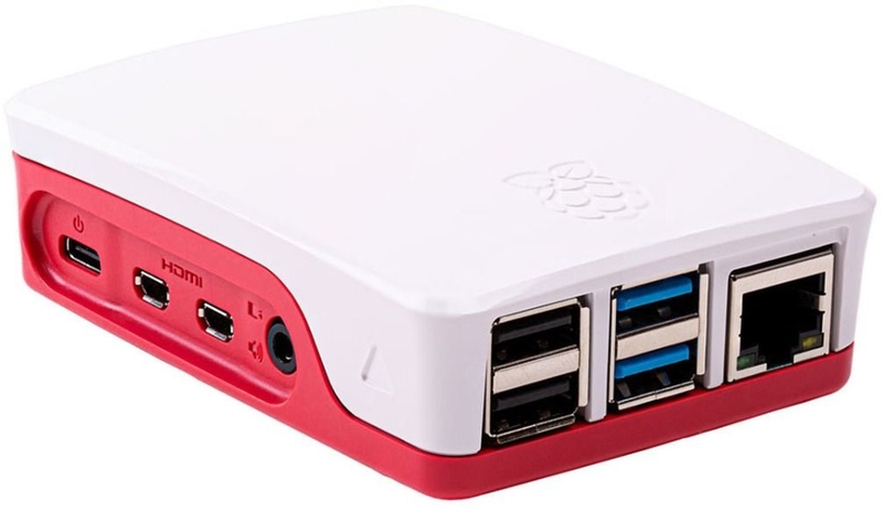 Caja Externa Oficial para Raspberry Pi 4 em Blanco/Rojo