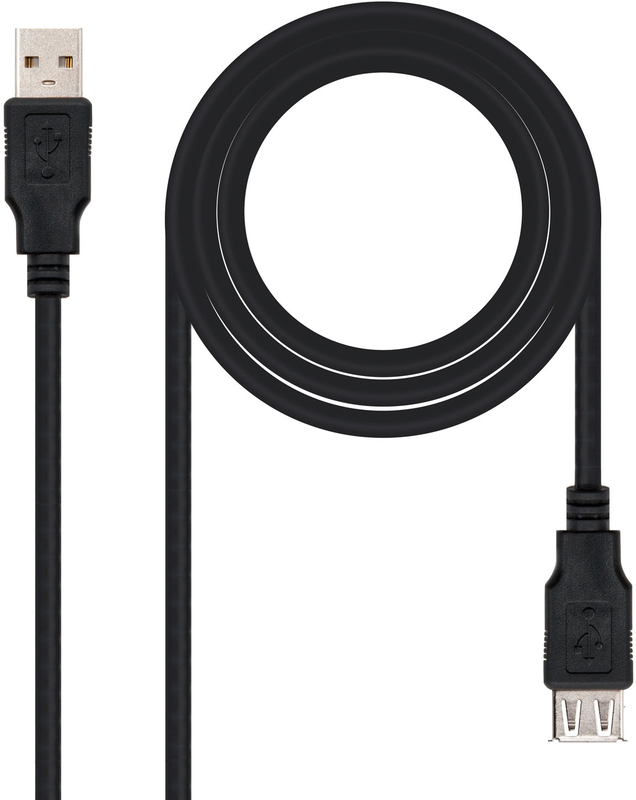 Cable USB 2.0 Nanocable USB-A M/F 1.8 M Negro