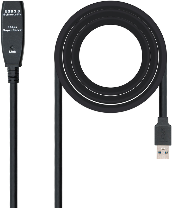 Cable USB 3.0 Nanocable Prolongador USB-A M/F 5 M Negro
