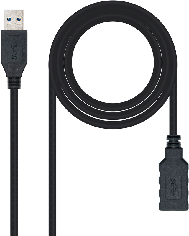 Cable USB 3.0 Nanocable USB-A M/F 1 M Negro