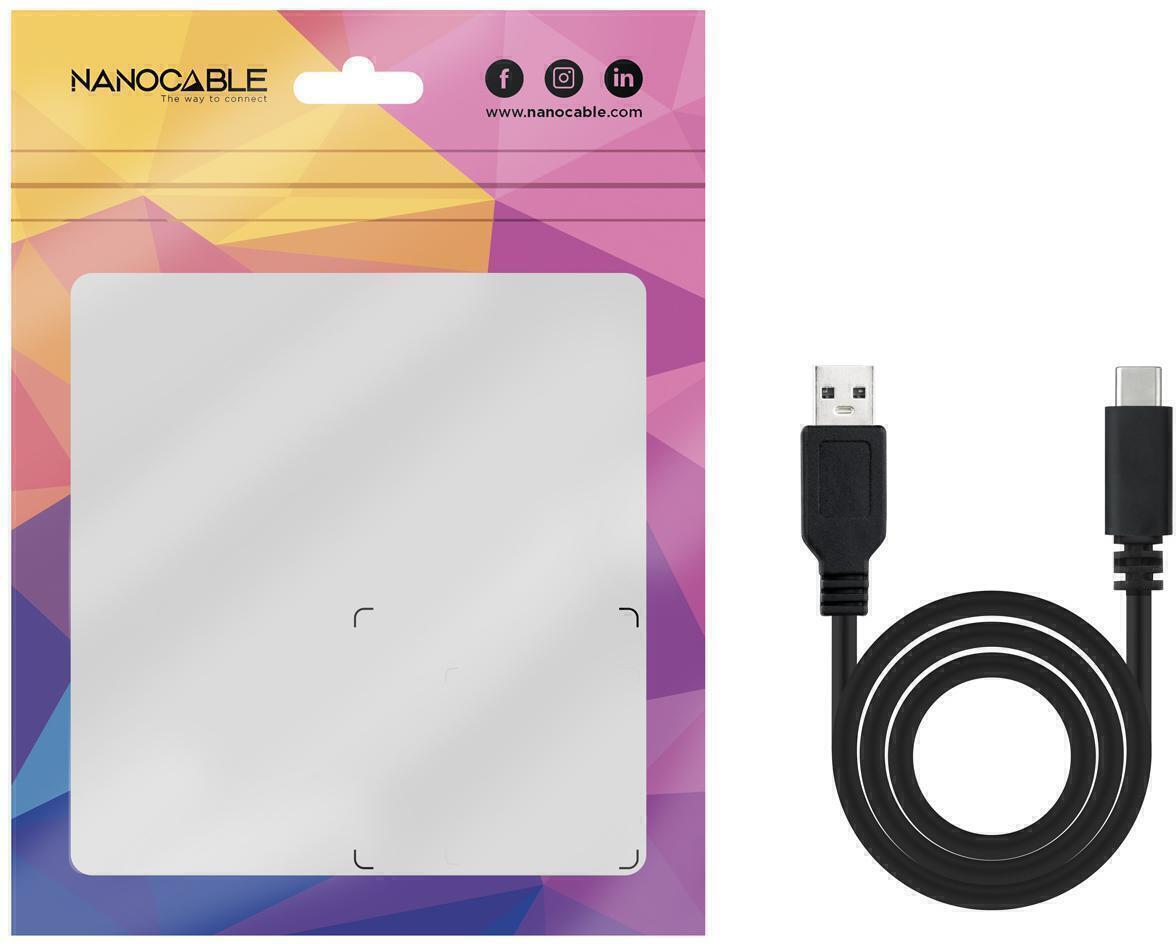 Nanocable - Cable USB 2.0 3A Nanocable USB-C/M para USB-A/M 1.5 M Negro