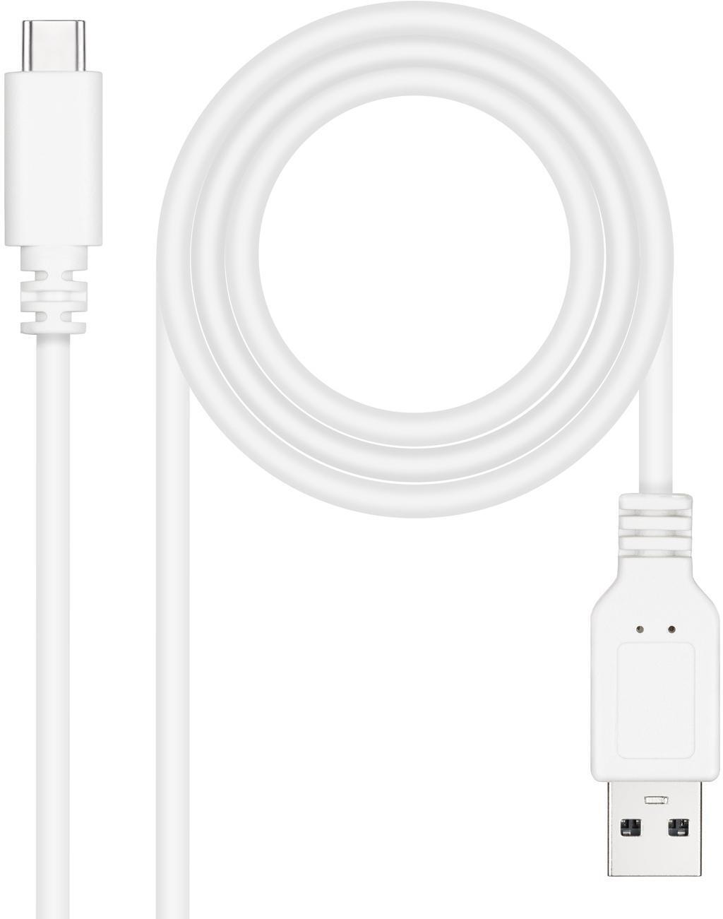 Nanocable - Cable USB 2.0 3A Nanocable USB-C/M para USB-A/M 2 M Blanco