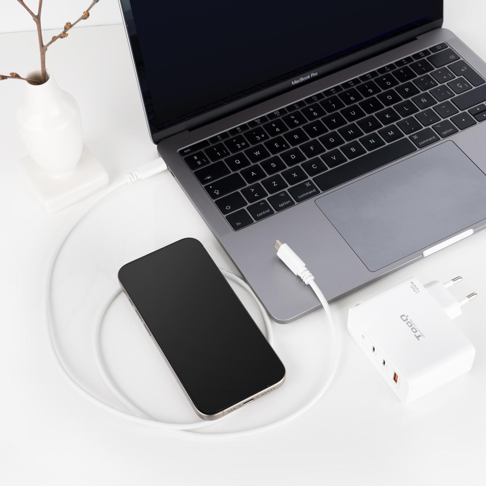 Nanocable - Cable USB 2.0 3A Nanocable USB-C M/M 1 M Blanco