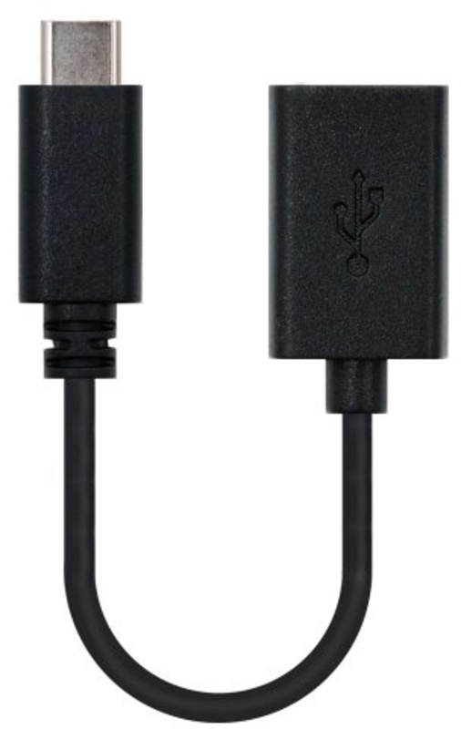 Nanocable - Cable USB 2.0 3A OTG Nanocable USB-C/M-A/F 15 CM Negro