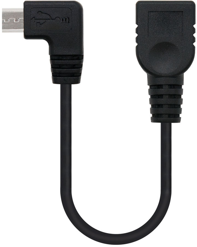 Cable USB 2.0 OTG Angular Nanocable Micro B/M-A/F 15CM Negro