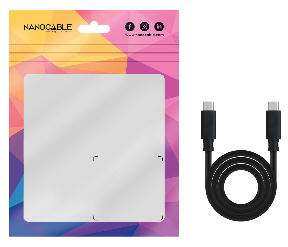 Nanocable - Cable USB-C 3.1 Gen2 Nanocable 10Gbps 5A 4K/60Hz 0.5 M Negro