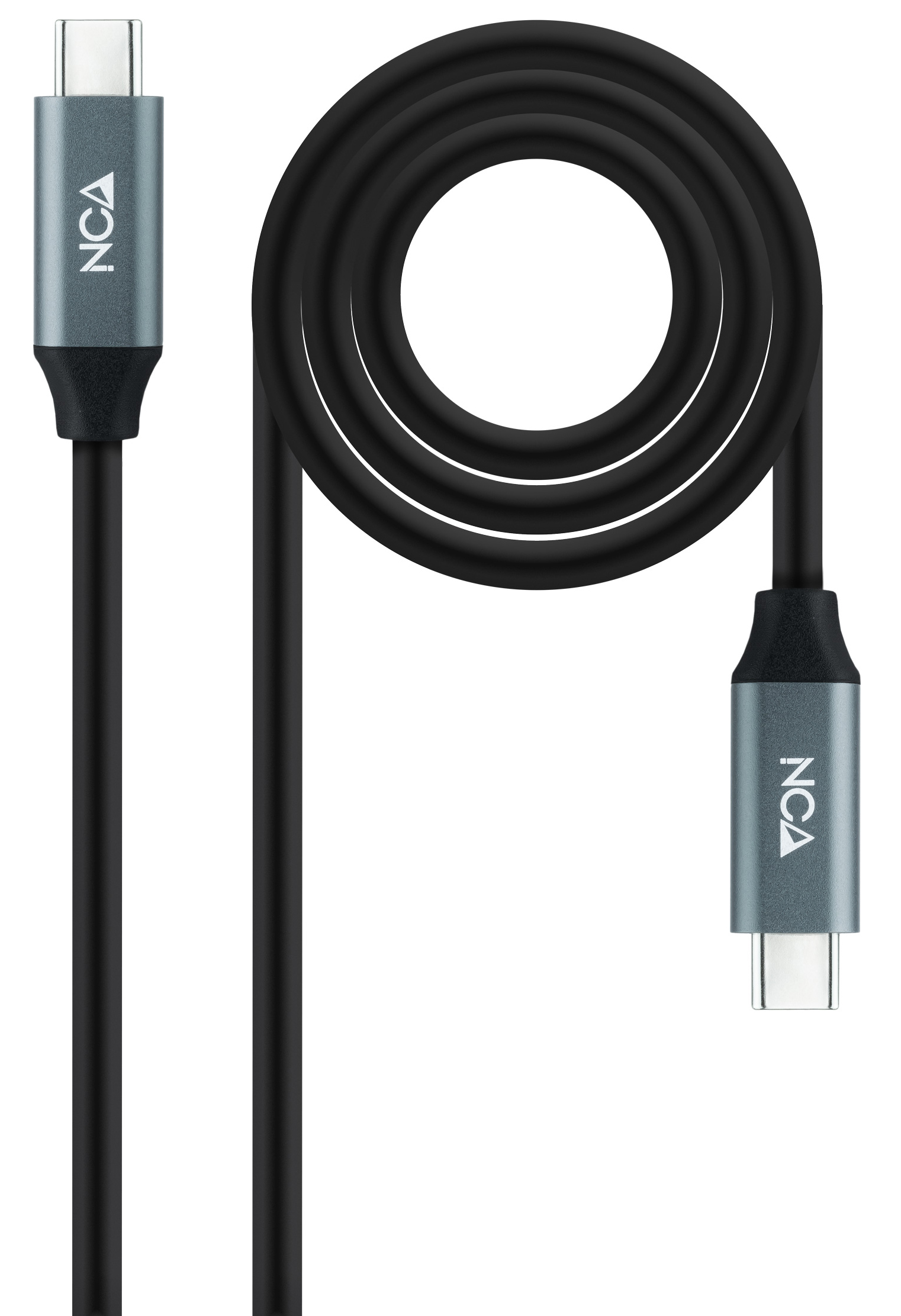 Cable USB 3.2 Gen2x2 Nanocable 20Gbps 5A/100W 4K@60Hz USB-C M/M 1.5 M Gris/Negro