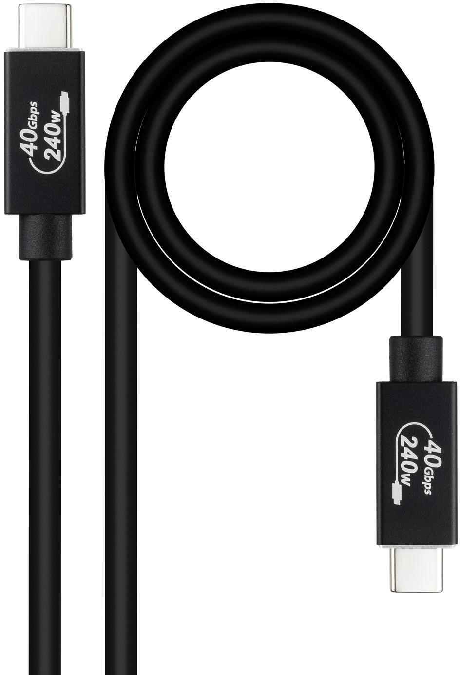 Cable USB 4 Gen3x2 Nanocable 40Gbps 5A/240W, USB-C M/M 1 M Negro