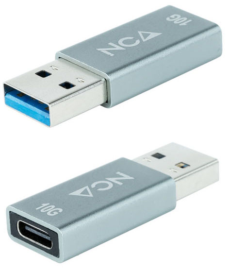 Adaptador USB-A 3.1 NanoCable USB-A/M para USB-C/F Gris