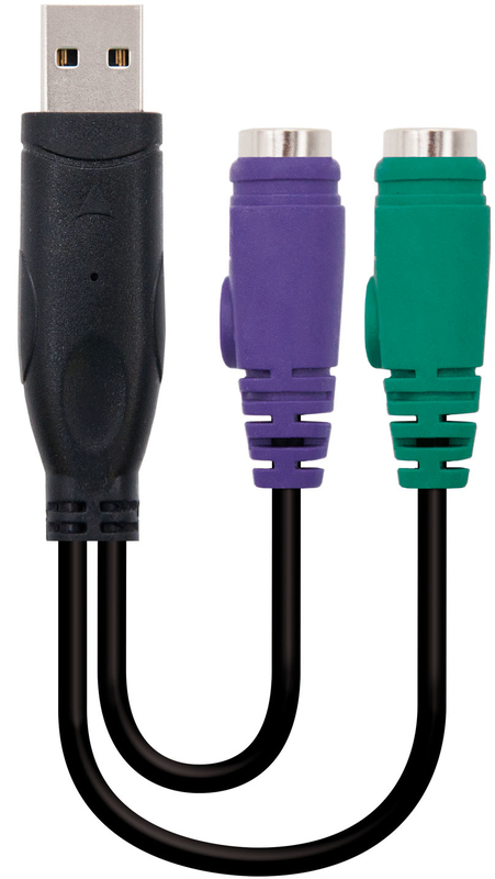 Cable Conversor NanoCable PS/2 a USB 2xPS/2/F-A/M 15 CM Negro