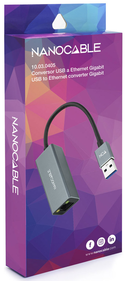 Nanocable - Adaptador Gigabit NanoCable USB 3.0 a Ethernet Gigabit 10/100/1000 Mbps 15 CM Gris