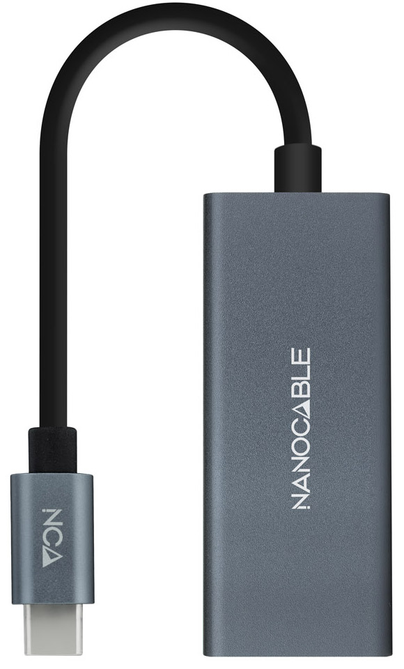 Adaptador Gigabit NanoCable USB-C a Ethernet Gigabit 10/100/1000 Mbps 15 CM Gris