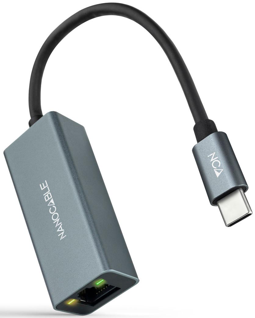 Nanocable - Adaptador Gigabit NanoCable USB-C a Ethernet Gigabit 10/100/1000 Mbps 15 CM Gris