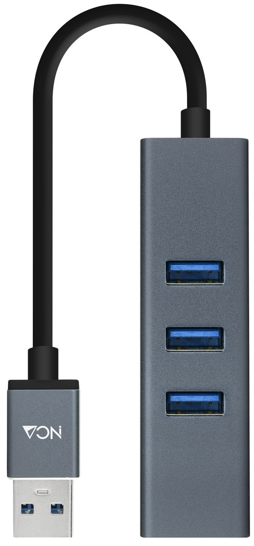 Adaptador Gigabit NanoCable USB 3.0 a Ethernet Gigabit 10/100/1000 Mbps / 3x USB 3.0 15 CM Gris