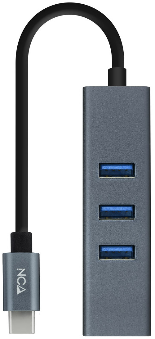 Nanocable - Adaptador Gigabit NanoCable USB-C a Ethernet Gigabit 10/100/1000 Mbps / 3x USB 3.0 15 CM Gris