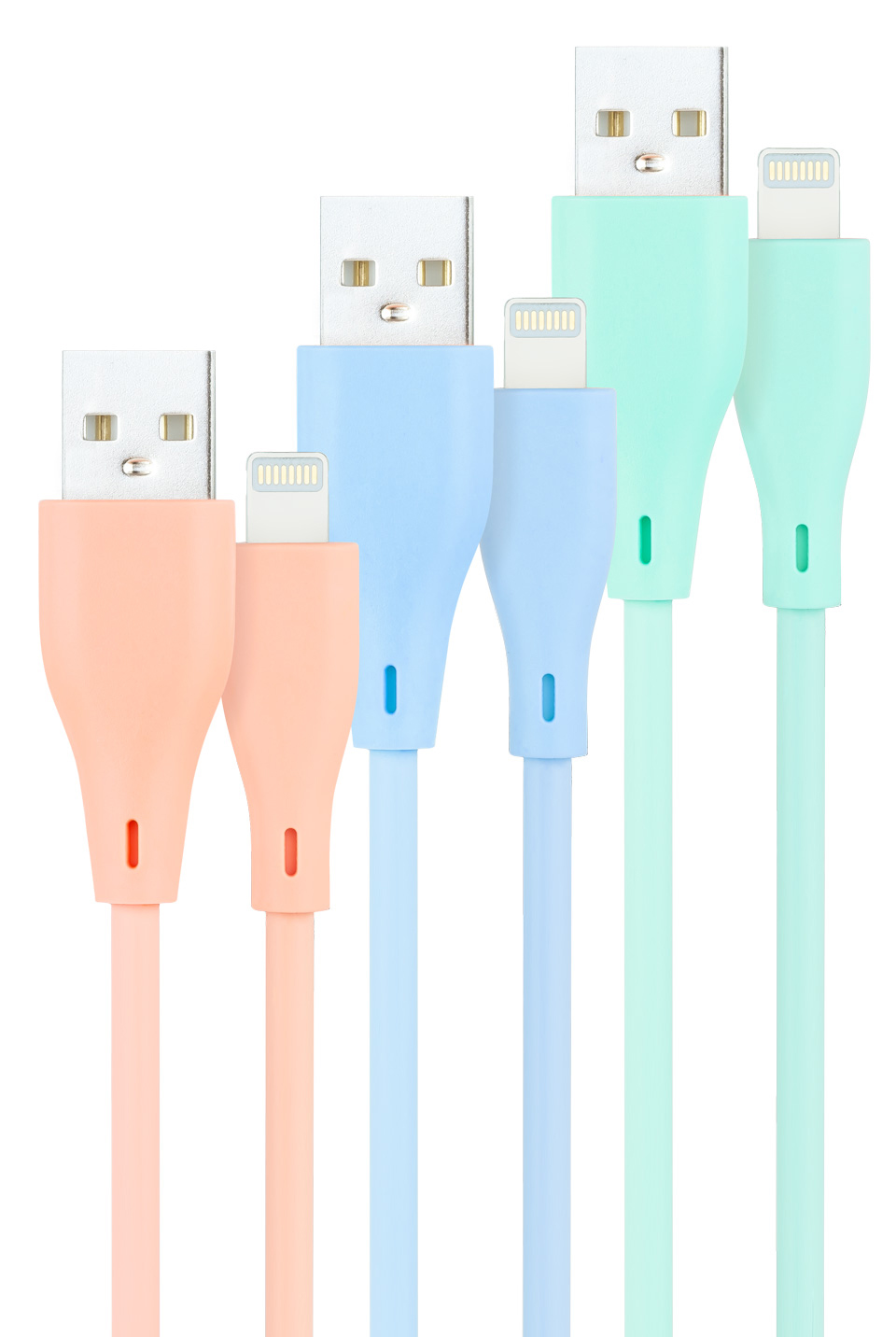 Cabos Lightning Nanocable Lightning para USB A/M 1M (Pack 3 - Rosa, Azul y Verde)