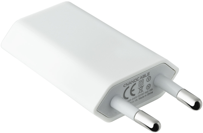 Nanocable - Mini Cargador NanoCable USB 5V/1A Blanco