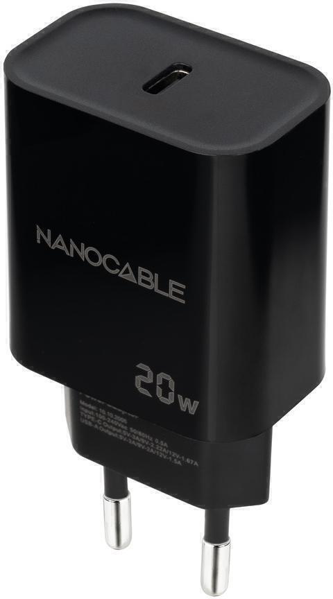 Cargador Nanocable USB-C PD 20W Negro