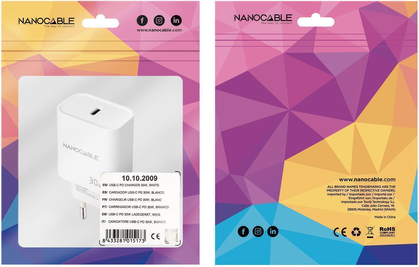 Nanocable - Cargador Nanocable USB-C/PD 30W Blanco