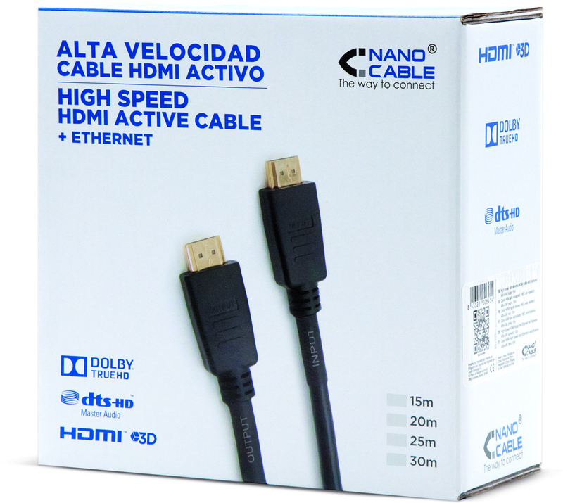 Nanocable - Cable HDMI V1.4 HEC NanoCable USB-A M/M 20 M c/Ferrite