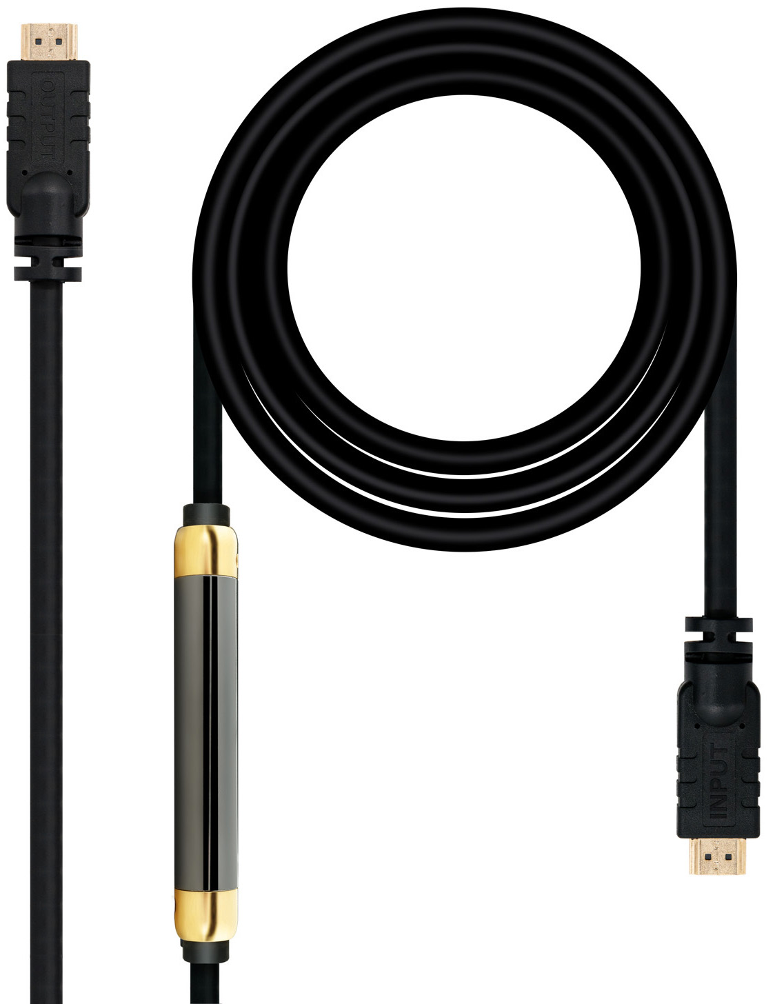 Cable HDMI V1.4 HEC NanoCable USB-A M/M 25 M c/Ferrite
