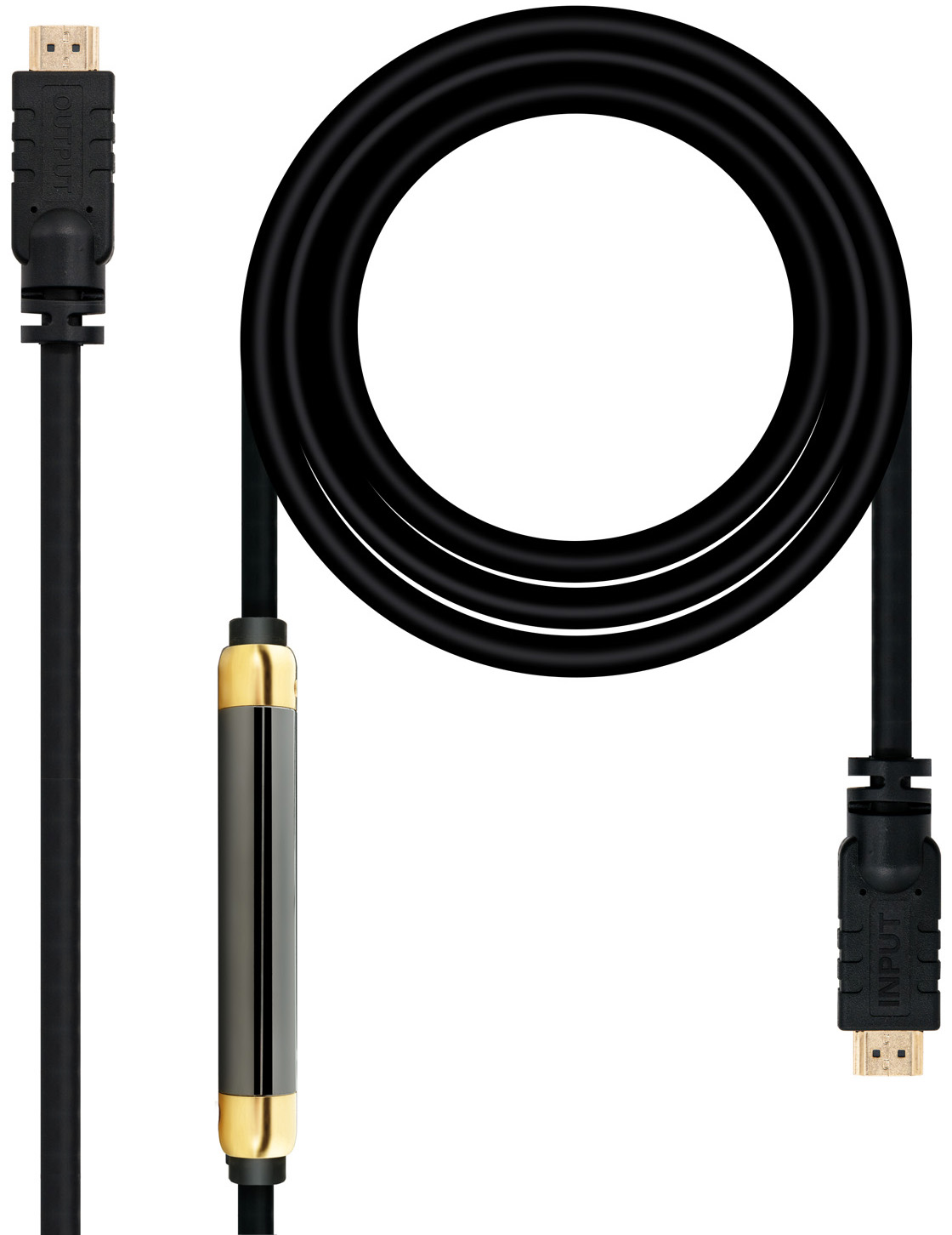 Cable HDMI V1.4 HEC NanoCable USB-A M/M 30 M c/Ferrite