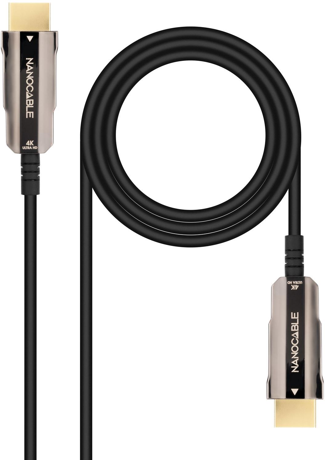 Cable HDMI V2.0 AOC Nanocable 4K@60HZ 18Gbps 15 M Negro